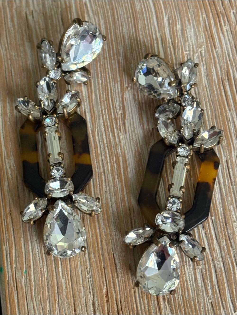 J. Crew Tortoiseshell-Accent Crystal Drop Earrings